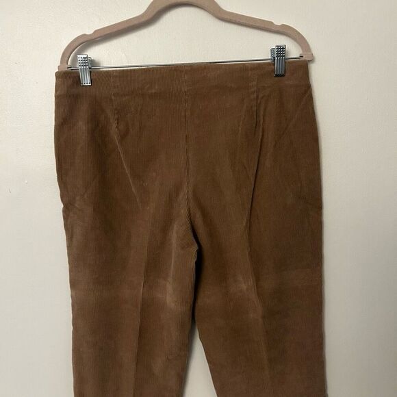 Piazza Sempione Tan Corduroy Womens Cropped Pants Size EU 44 US 10 Side Zipper - Picture 3 of 8
